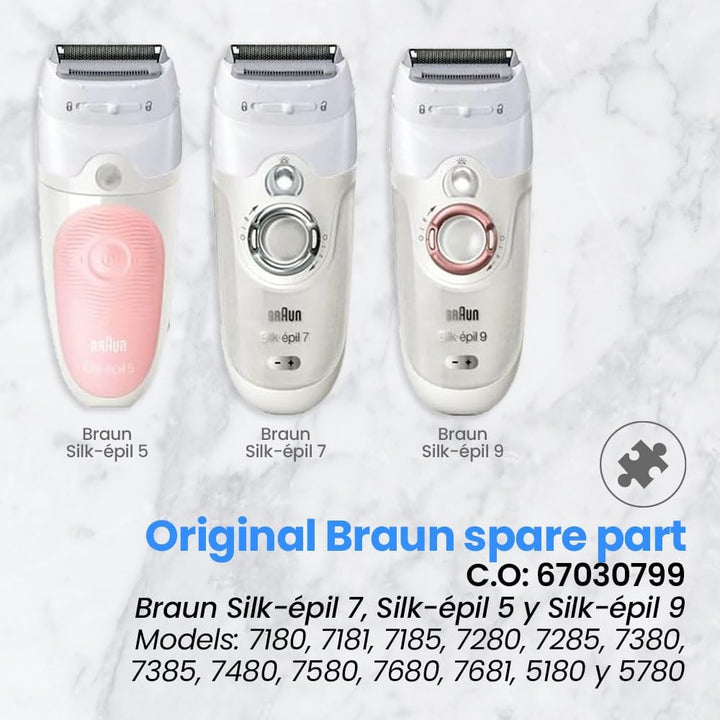 Replacement Head Epilator Shaver Shaver 67030799 Compatible with Braun Silkepil Series 7, Silkepil 5 and Series 9, White