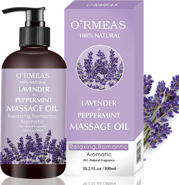 Massage Oil for Relaxing Lavender Massage Oils for Massage Moisturizing Body Oil for Men and Women 10.2 Fl.Oz