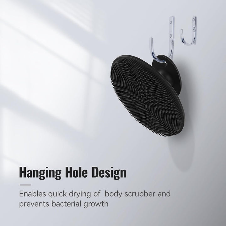 Silicone Body Scrubber Exfoliating Body Brush for Men Women Lathers Well Easy to Clean More Hygienic Shower for Face Scrubber for Sensitive Skin Body Buffer 1 Pack (Black)