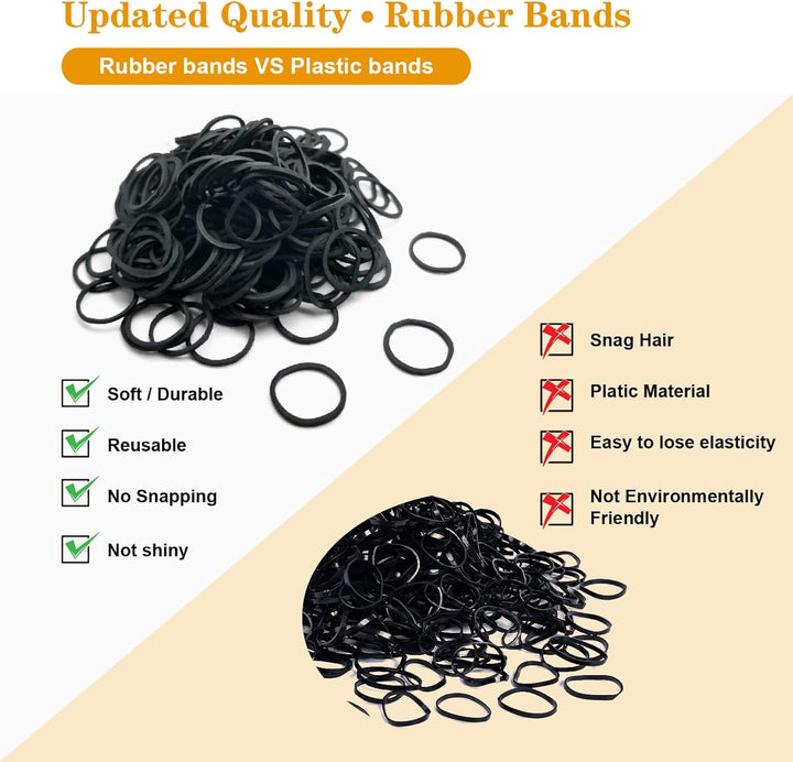 Black Elastic  500Pcs Small Rubber Bands, Soft Mini Hair Elastics for Women and Kids, Braids and Beard