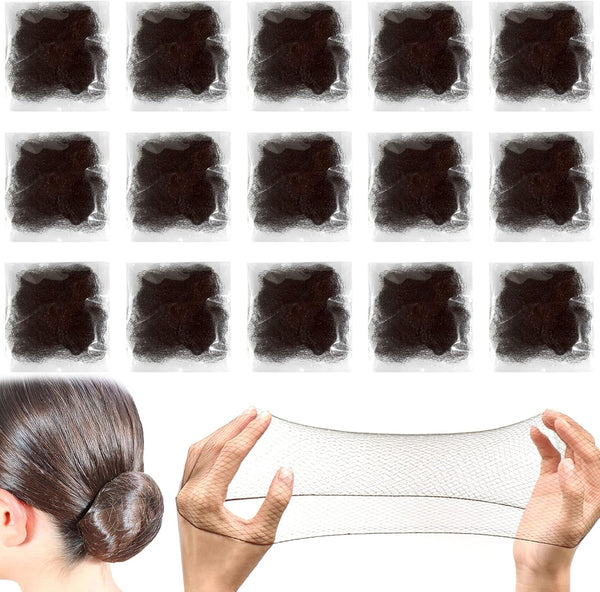 Invisible Hair Nets, 35 Pcs Brown Bun Nets for Girls, Reused Elastic Edge Mesh for Women Bun, Hair Bun Nets for Women Girls Ballet Dancer Catering