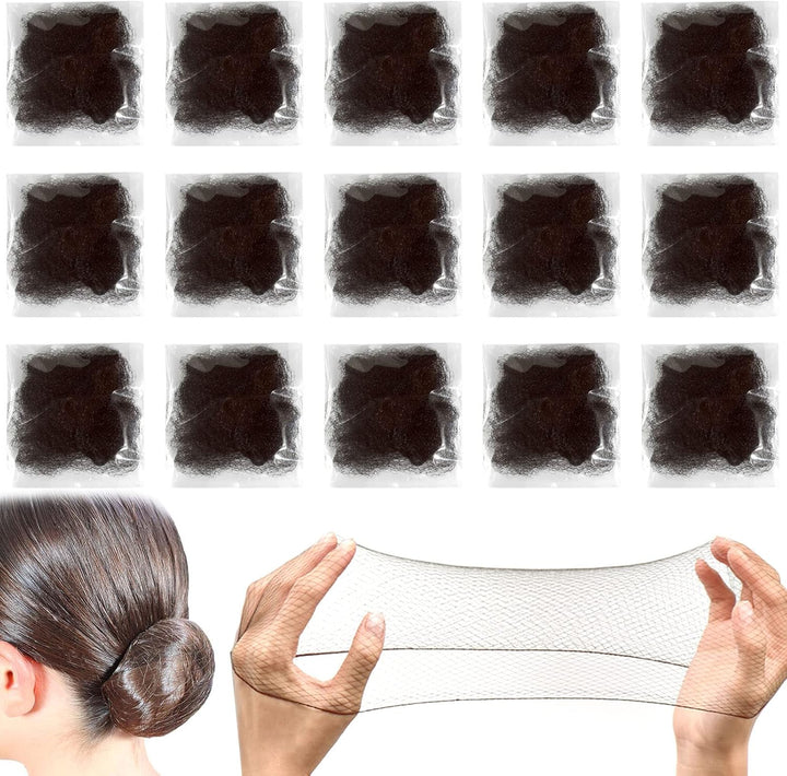 Invisible Hair Nets, 35 Pcs Brown Bun Nets for Girls, Reused Elastic Edge Mesh for Women Bun, Hair Bun Nets for Women Girls Ballet Dancer Catering