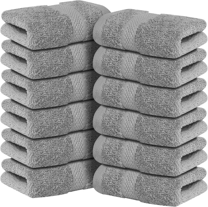 - 12 Pack Face Cloths |30X30 Cm| 100% Cotton Wash Cloths - Ultra Soft & Highly Absorbent Fingertip Towels for Spa, Gym, Hotel & Bathroom |Eloquent Blue|