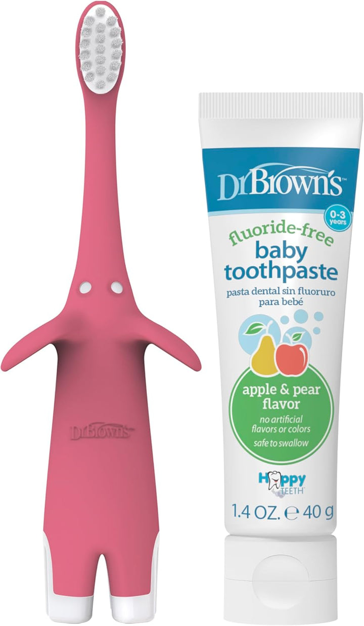 Natural Flow Infant Toothbrush, Toothpaste Combo Pack, Pink