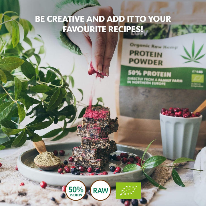 Organic Raw Hemp Protein Powder, 1Kg, 50% Protein, Nutrients Preserved, Delicious Nutty Flavour, Organically Grown in Nordic Climate, Plant-Based Vegan Protein Powder, Non-Gmo