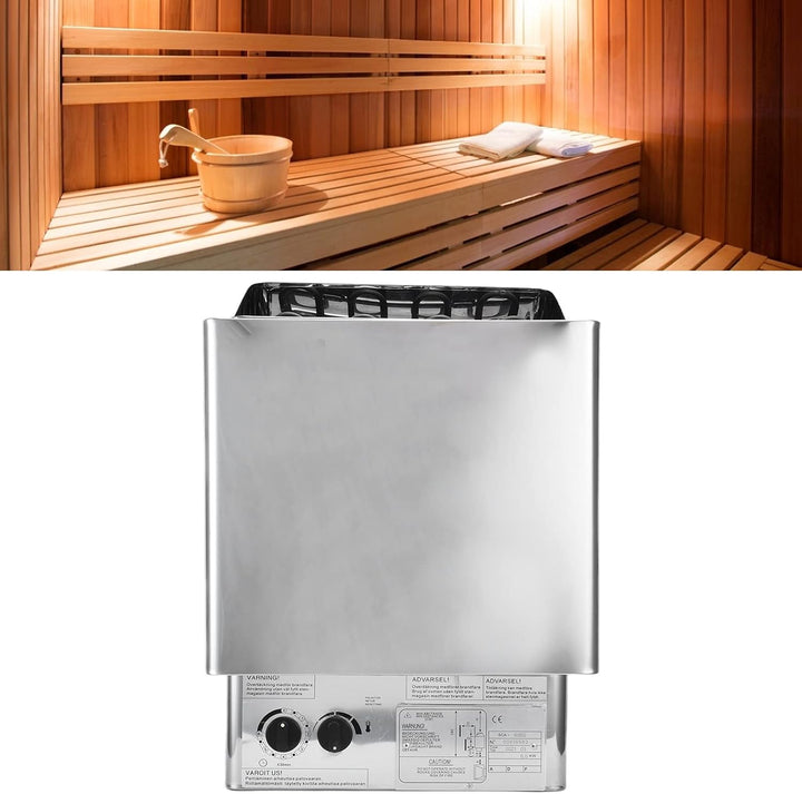 6KW 220V Electric Sauna Heater Stainless Steel Sauna Heating Stove with Internal Controller, Wet and Dry Bath Sauna Box Sauna Room Equipment for Home Hotel Spa Shower Steam Room