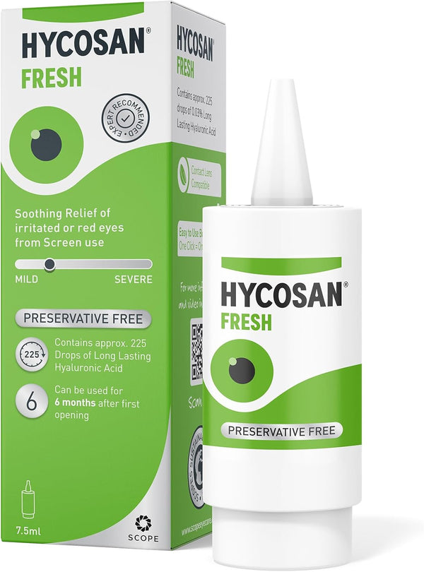 Fresh - Eye Drops with Hyaluronic Acid for Soothing Relief of Mild Dry Eyes, Irritation, or Redness from Screen Use - Preservative Free - 225 Measured Doses