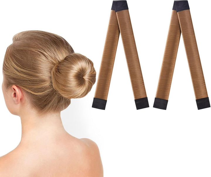 Hair Bun Shaper, 2Pcs Easy Donut Bun Maker for Hair, French Twist Fold Wrap Snap Band for Making DIY Hair Styles, Ballet Hair Deft Bun Hair Styling Accessories for Girls Women