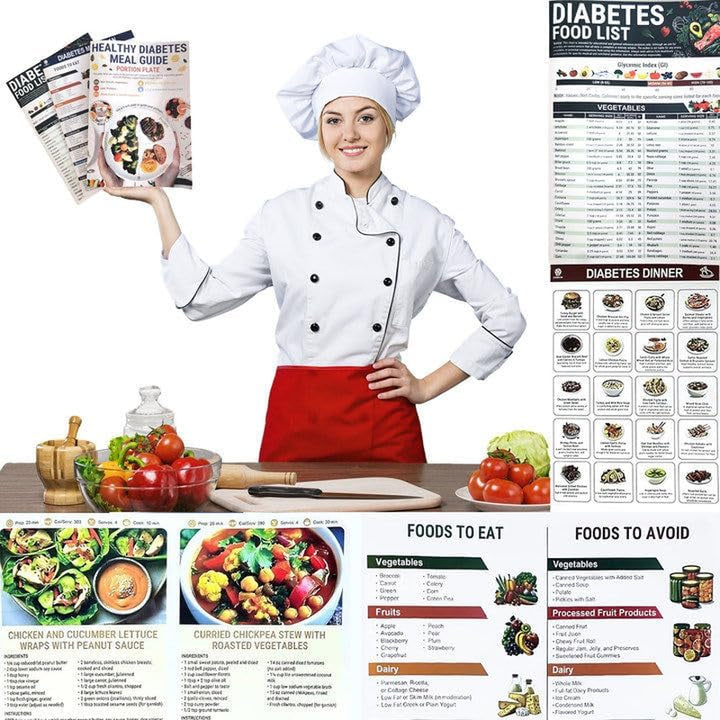 Diabetic Food Chart and Meal Planner, Fodmap Chart, Comprehensive Diabetic Food List with Low Glycemic Index, Healthy Diet Food Guide and Nutrition Food Guide for Effective Meal Planning