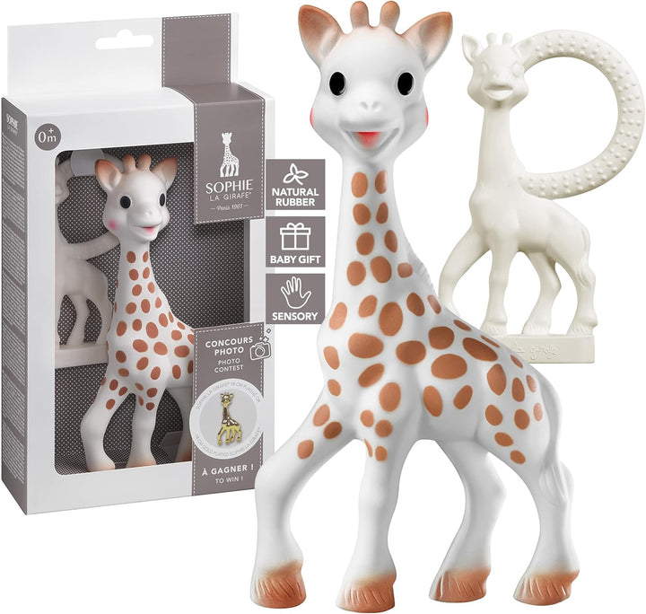Sophie La Giraffe Baby Competition Award Set Original Baby Teething Toy with Vanilla Teether, 100% Natural Rubber Easy to Grip Teether, Suitable for Newborn Babies with Gift Box