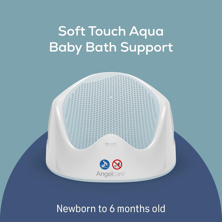 - Baby Bath Support - Soft Touch Support - Water Level Indicator - Ideal for Babies Less than 6 Months Old - Aqua