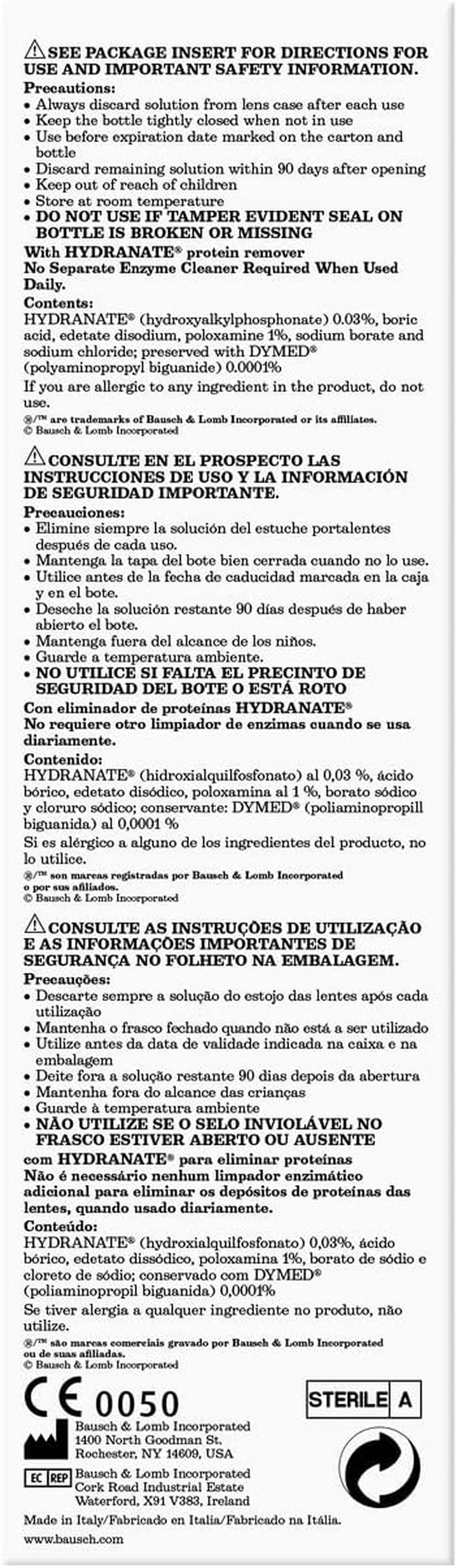 Multi Purpose Contact Lens Solution 4 X 240Ml - Soft Contact Lenses for Comfortable Wear - Gentle on Sensitive Eyes - Clean, Disinfect, Rinse, Lubricate and Store Your Lenses - Lens Case Included