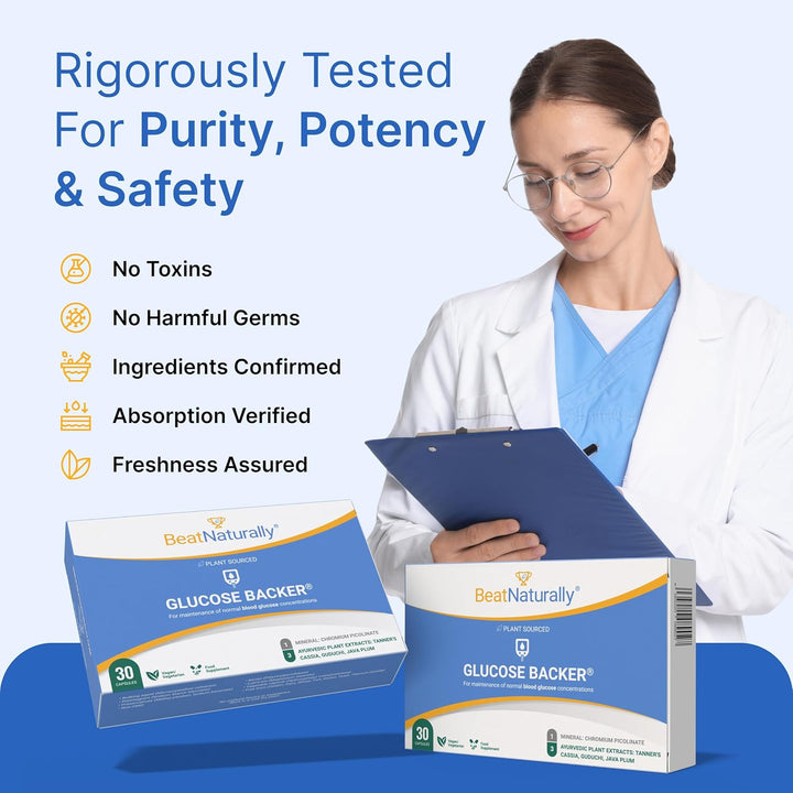 Blood Sugar Support Capsules – with Chromium Picolinate, Cassia & Tinospora – Supports Healthy Glucose Metabolism & Energy Balance – 30 Capsules