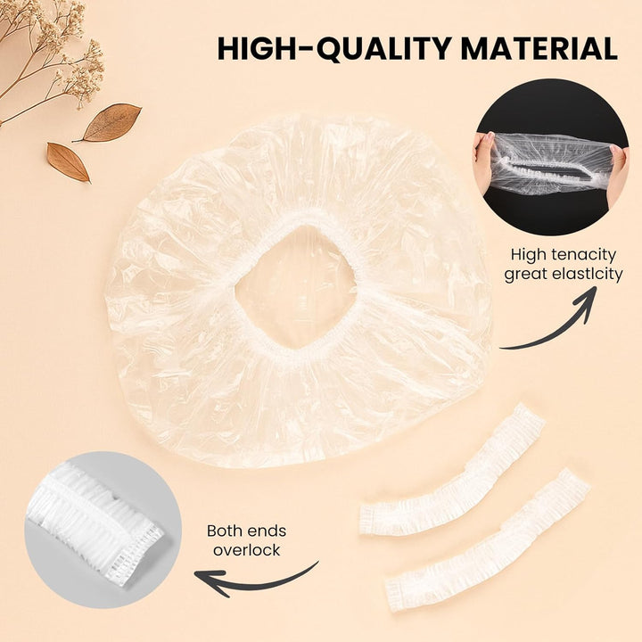 100Pcs Shower Caps Disposable, Disposable Shower Caps for Women, Large Thick Waterproof Shower Cap, Plastic Elastic Hair Bath Caps for Hair Treatment for Salon, Spa, Travel, Home Use, Hotel (White)