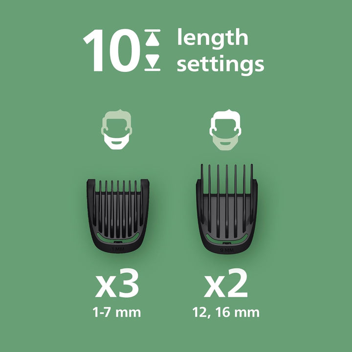 Multigroom 3000 Series All-In-One 7-Piece Trimmer - Shaver and Clipper for Face & Head, Self-Sharpening Skin-Friendly Blades, 10 Length Settings, Model MG3930/15