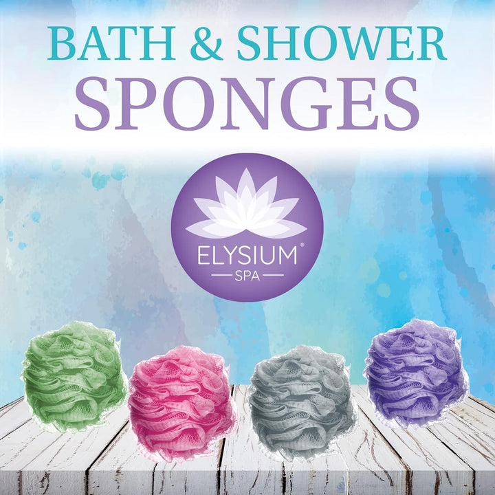 Pack of 4 Mesh Exfoliating Bath and Shower Body Puff Sponges