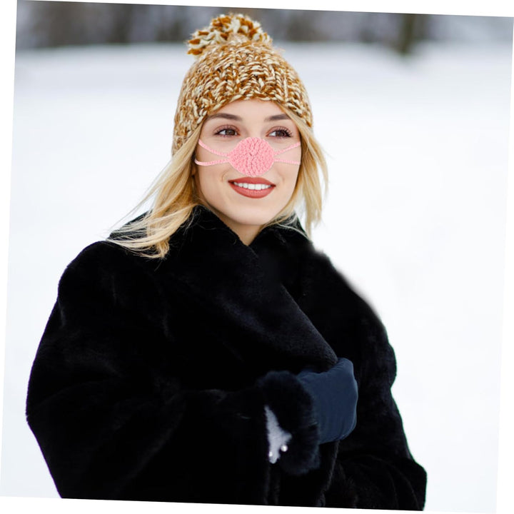 Soft Knit Nose Warmer Mask for Women and Boys and Girls Warm Crochet Nose Cover Shield for Winter Outdoor Activities and Skiing Cold Weather Protection in Pink