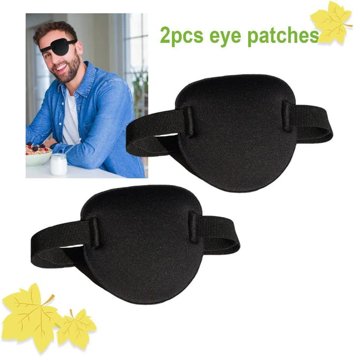 2 Pcs Eye Patches,Eye Patch for Adults,3D Medical Adjustable Eyepatch for Right or Left Eye,One Eye Cover for Lazy Eye,Pirate Costume(Black)