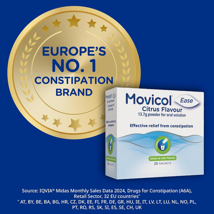 Ease Stick Sachets, Citrus, 20 Sachets, Constipation Relief for Adults, Laxatives, Relief, Hydrates, Softens & Help Restore Natural Bowel Movement