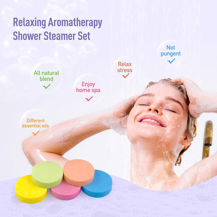 Shower Steamers Aromatherapy 20 Pack - Gift for Women Set with Flower Shape Metal Box, Essential Oil Stress Relief Shower Bombs, Long-Lasting Fragranc