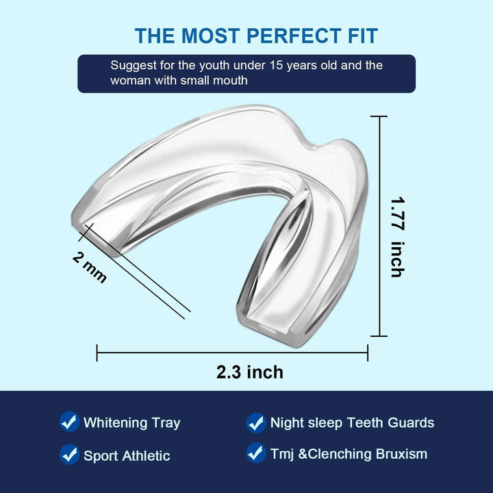 Kids Mouth Guard for Teeth Grinding, Pack of 4 Medium Size Bite Guard for Teenagers(Under 15 Years Old), Stops Bruxism, Teeth Whitening Tray & Sport Athletic, Sleep Night Guard