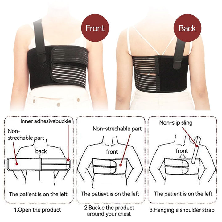 Broken Rib Brace for Men and Women, Adjustable Elastic Rib Support Compression Brace Chest Binder Wrap Women'S Rib Cage Protector Wrap Belt for Sore or Sternum Injuries