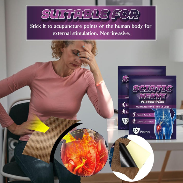 Sciati-Ca Pain Relief Patches,84Pcs Back Pain Relief Patches,Shoulder & Arm & Leg & Knee,Heat Patches for Joint,Effectively Sooth Joint Pain,Relieve Buttock Pain & Relax Muscle Soreness-84Pcs