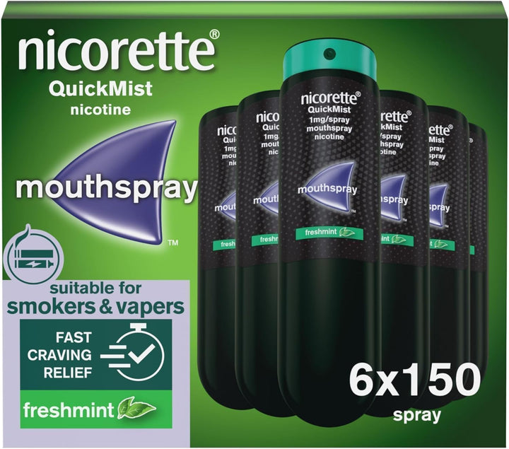 Quickmist Mouthspray, Freshmint (2 X 150 Sprays) Smoking or Vaping Cessation Aid, Designed to Start Reducing Cravings in 30 Seconds (Quit Smoking or Quit Vaping Aid)