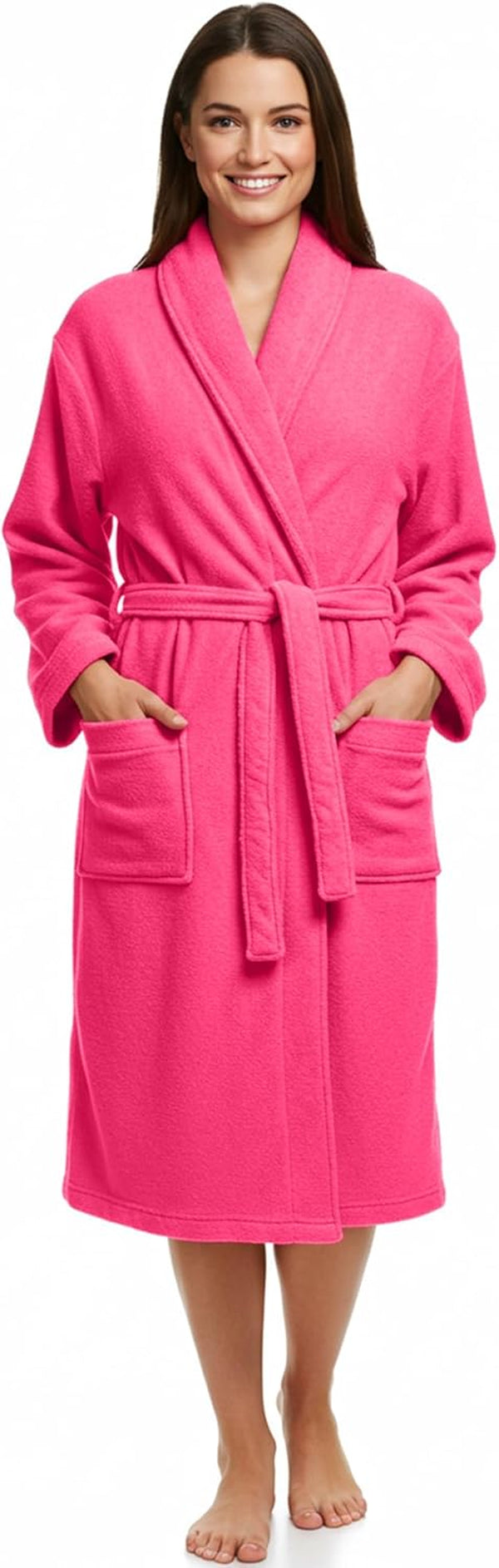 Fuschia Hot Pink Bathrobes Soft Cotton Terry Robes Gowns Bath Robe