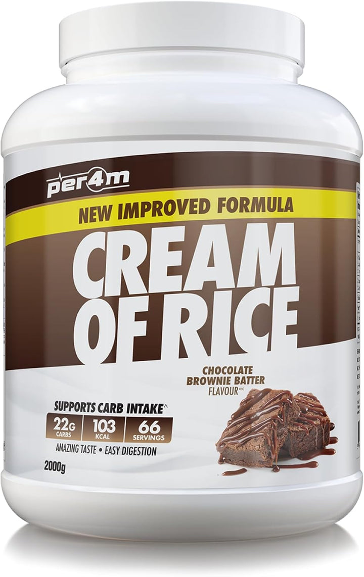 Protein Cream of Rice | Easy-To-Digest Complex Carbohydrate | Gluten-Free, Plant-Based Smooth Rice Porridge | Ideal Pre Post-Workout (2Kg, Chocolate Brownie Batter)