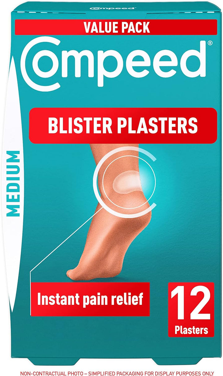 Blister Plasters Medium Size 12 Pack - Hydrocolloid Foot Treatment - Heal Fast