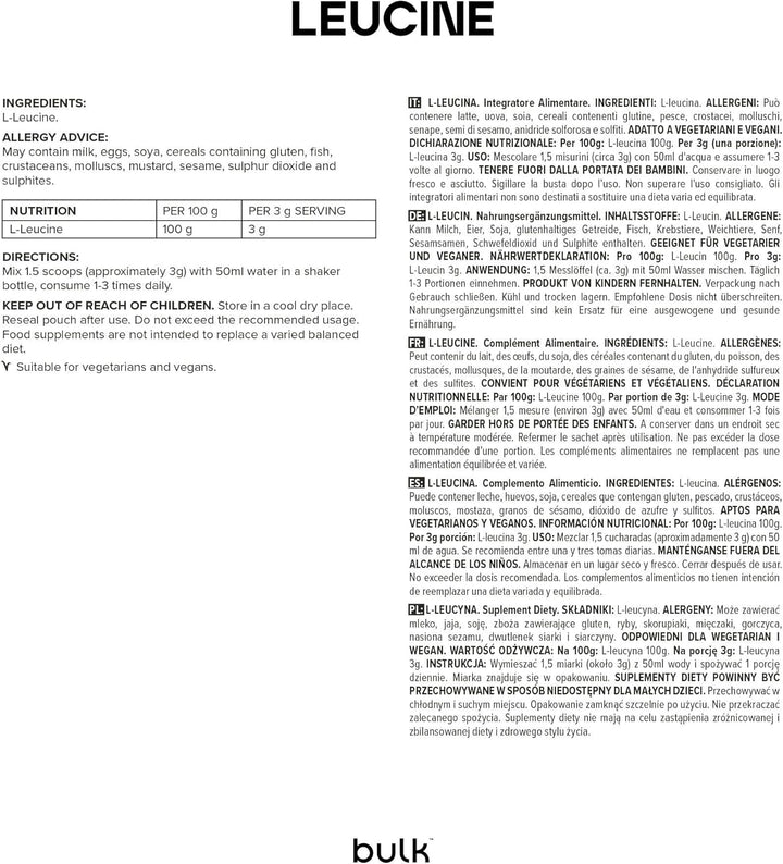 Leucine Powder, 500 G, 166 Servings, Packaging May Vary