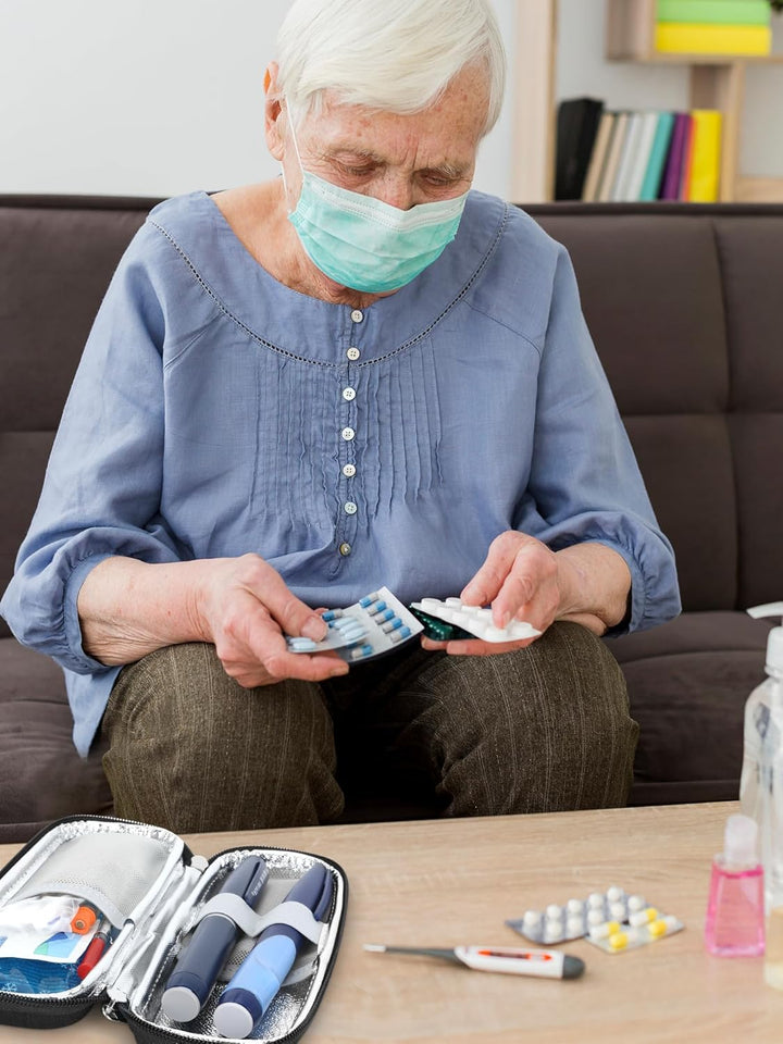 Medication Cooler Travel Case - Monjaro Travel Case with 2 Ice Packs, Medicine Cool Bag for Diabetic Supplies, Keep Medicine Cool While Traveling (Black)