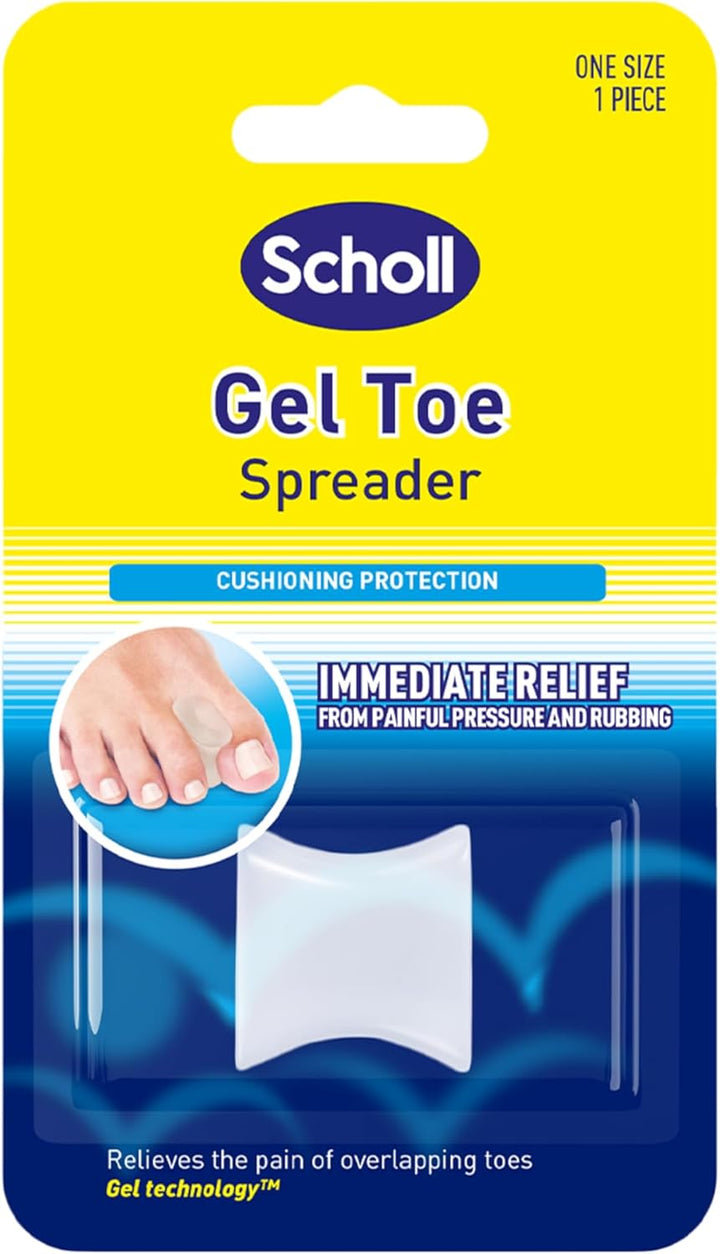 Scholl Gel Big Toe Spreader - Toe Separator Spacer for Overlapping Toes, Immediate Pain Relief from Rubbing and Pressure of Overlapping Toes, Toe Protectors, Straighteners for Bent Toes