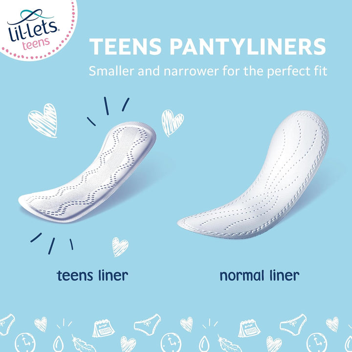 Teens Liners X 16, Petite and Slim Pantyliners for Girls and Teenagers, Unscented, for Very Light Flow, Breathable Panty Liners, First Periods, Vegan Friendly, Pack of 1, of 16 Pant Liners