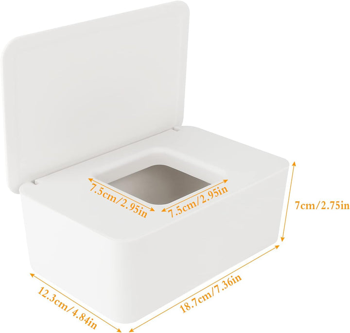 2 PCS Wet Wipes Box, Baby Wet Tissue Box Wet Wipes Dispenser Holder Plastic Wipes Dispenser Case Wet Wipes Storage Box Wet Tissue Case Container with Lid Seal for Home Office Desk (White)
