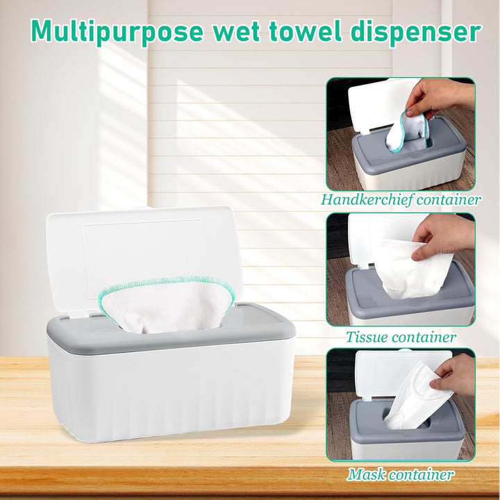 100 Pack Flannel Cloth Baby Wipes, Reusable Natural Baby Wipes Bulk with Dispenser, Washable Soft Tissues Washcloth for Body Face Hand Wash - 20 X 20 Cm