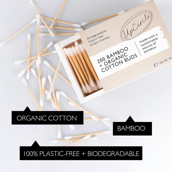 Bamboo Cotton Buds - 200 Pieces - Biodegradable, Sustainable, Plastic-Free, Fully Recyclable Ear Buds - a Staple for Any Bathroom