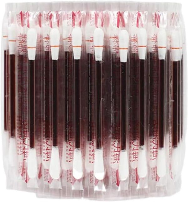 100 Pieces Disposable Iodine Cotton Swabs, Iodine for Wounds Cotton Swabs, Portable Individually Wrapped Medical Cotton Buds for Nasal Ears Bruise, Emergency Wound Care