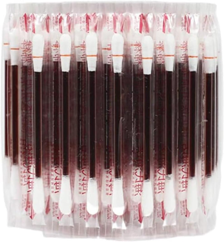 100 Pieces Disposable Iodine Cotton Swabs, Iodine for Wounds Cotton Swabs, Portable Individually Wrapped Medical Cotton Buds for Nasal Ears Bruise, Emergency Wound Care