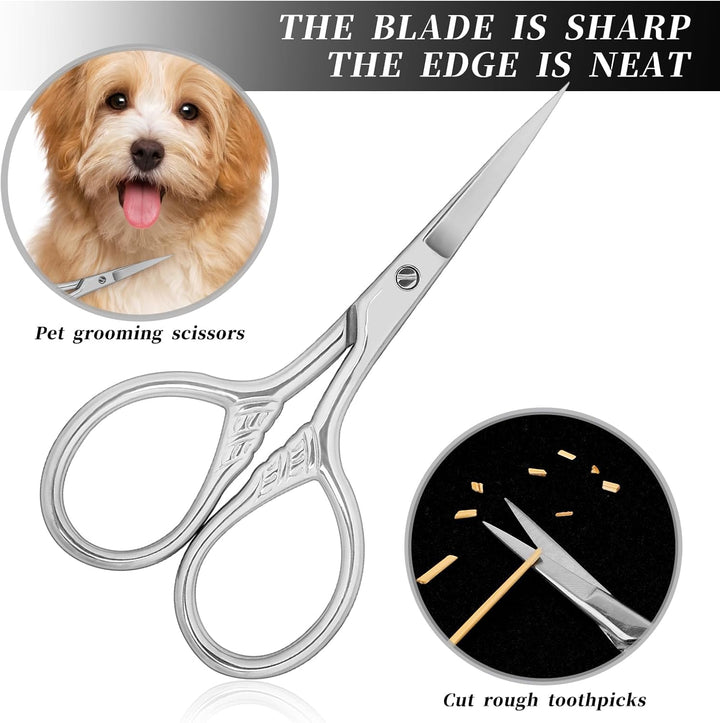 2Pcs Professional Grooming Scissors - Nose & Facial Hair Removal, Eyebrow Trimming