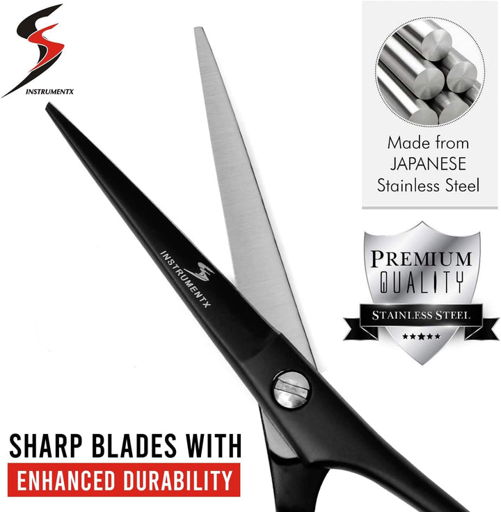 Beard and Moustache Scissors Professional Beard Scissors for Ear and Nose Hair, Stainless Steel Hair Trimming Scissor for Eyebrows, Eyelashes and Ear Hair (Black, 4.5")