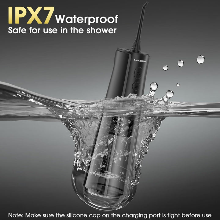 Water Flosser for Teeth Cordless Oral Irrigator - 4 Modes 300ML Rechargeable IPX7 Waterproof for Braces, Sensitive Gums, Home & Travel Use (Black)
