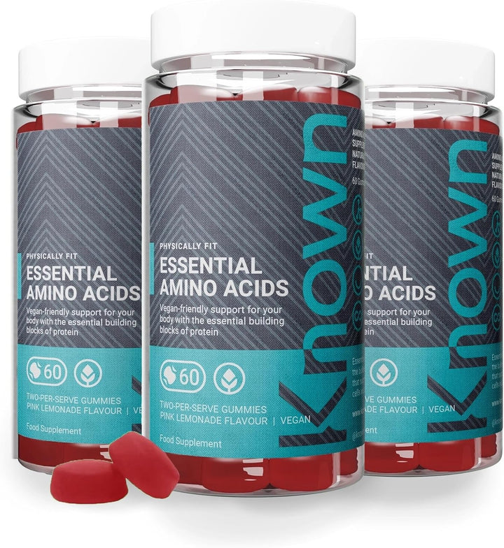 Essential Amino Acids Gummies – Pink Lemonade Flavour – Vegan Gummy Supplement with 200Mg Amino Acids – Muscle Health & Recovery – 1 Month Supply – for Men & Women