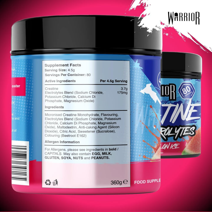 Creatine Monohydrate plus Electrolytes Powder 360G - Hydration and Performance Drink - Nutrition Shake to Promote Muscle Growth (Not Tablets, Sachet, Gummies) - 80 Servings - (Watermelon Ice)