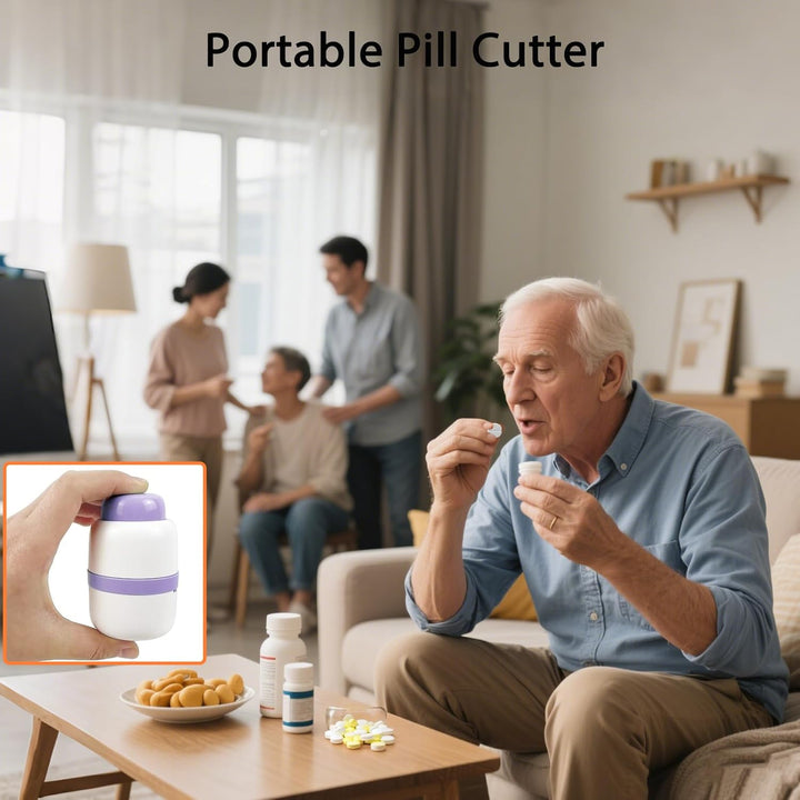 /Storage, Stainless Steel Blade Pill Splitter, 1/2, 1/4 Clean Cut, Tablet Cutter for Pills, Portable s for Small or Large Pills(Purple)