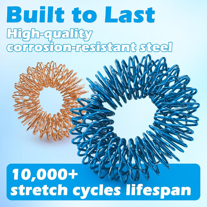 Spring Acupressure Rings, 12PCS 27Mm Spiky Sensory Finger Rings for Anxiety & Stress Relief, Blood Circulation, Versatile Fidget Massager for Adults and Teens 14+ (Multi-Color)