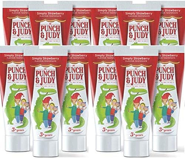 Punch & Judy Kids Toothpaste - Simply Strawberry Flavour, 3+ Years, Fluoride, Sugar Free (3 X 50Ml)