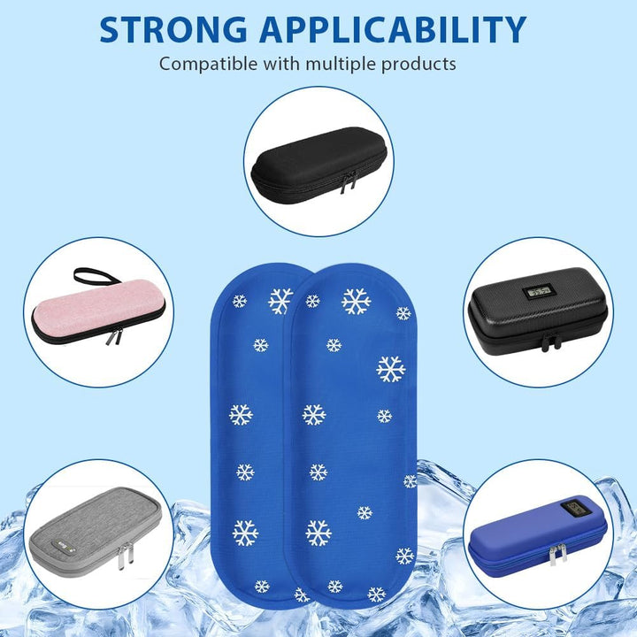 Insulin Cooler Ice Pack, 2 Pack Reusable Ice Packs Medicine Cool Bag, Cooling Gel Pack for Insulin Cool, Ice Packs for Diabetic Insulin Cooler Travel Case and Travel Medication Coolers