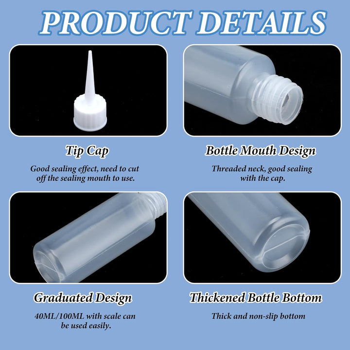 10Pcs 50Ml Plastic Squeeze Bottles Glue Bottles Precision Tip Applicator Bottle Color Bottles for Hair Salon, Paint Art, Craft, Liquids, Glue